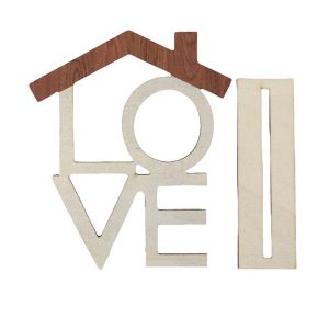 LIVELYS House-Shaped Wood Home Ornaments Wooden Models HOME LOVE Car Interior Ornament Atmosphere Crafts Geometric Letter Love Miniature Decoration Living Room