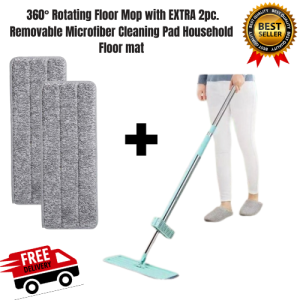 360° Rotating Floor Mop with EXTRA 2pc. Removable Microfiber Cleaning Pad Household Floor mat