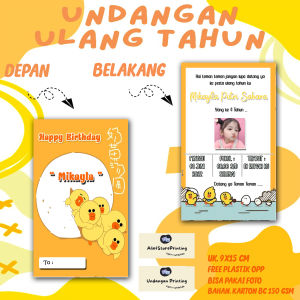 Undangan Ulang Tahun Anak BEBEK Custom Karakter Free Foto Design dan Plastik
