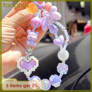 fanghui Anti Loss Mobile Phone Strap Wrist Chain Building Blocks Love Bow Beaded Pendant Keychain Bag Hangings Decoration