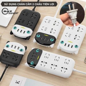Ổ điện chống giật thông minh tích hợp cổng cắm USBỔ cắm điện hình con mèo chiều dài 2m8