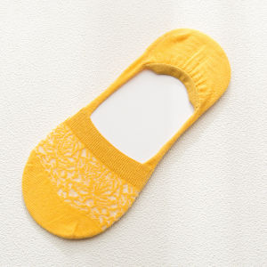 B.F. Lace Breathable Womens Invisible Non-Slip Boat Socks Ice Silk Cotton Soles Boat Socks