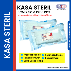 KASA STERIL UKURAN 5CM X 5CM ISI 10PCS/POUCH GUNAMED