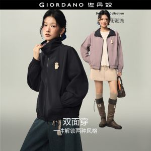 GIORDANO Women Jackets Puppy Brooch Reversible Wear Jackets Drop Shoulder Fashionable Casual Loose Jackets 18376811