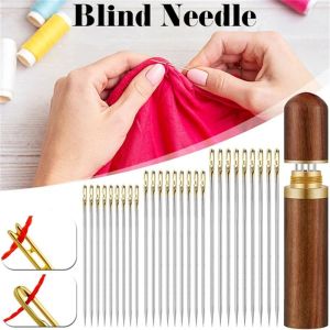12Pcs/set Stainless Steel Needle for Sewing Household Threading Apparel Manual DIY Jewerly Beading Needles Big Hole Blind Needle