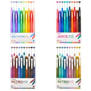 JEWELS1 10pcs ปลายละเอียด ปากกาเจลสี 0.5 มม. ปากกามาร์กเกอร์ ปากกาวาดภาพศิลปะ แบบยืดหดได้ ของใช้เครื่องเขียน ปากกาเขียนของนักเรียน ของใช้สำนักงานและโรงเรียน