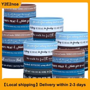 【Local shipping】 36 Pcs Religious Silicone Wristbands Bulk Bible Rubber Bracelets Colorful Inspirational Silicone Wristbands