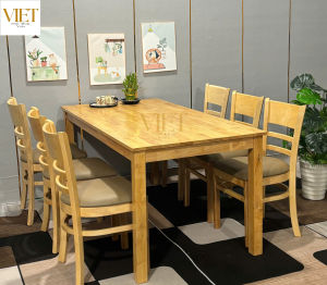 Bộ Bàn Ăn Cabin Gỗ Cao Su 6 Ghế 1m6 Sang Trọng Và Hiện Đại