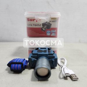 Surya Senter Kepala Zoom In - Out Rechargable 60W 75W USB Type-C Laser LED 3 Mode Super Terang