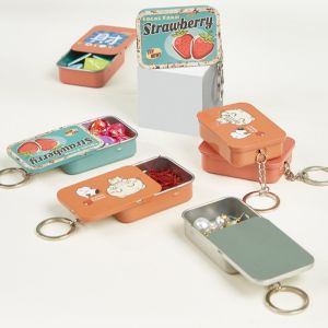 NOBLELYN With Keyring Push-Pull Tin Box with Sliding Lids DIY Storage Box Portable Multiple Styles Metal Box Student