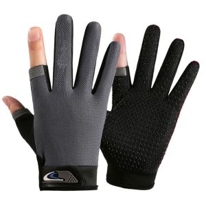 BLACKON Durable Waterproof Carp Mitten Cycling Gloves Two Finger Cut Fishing Accessories Protective Mittens Three Fingers Gloves Anti-skid Mittens Fishing Gloves
