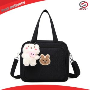 【Alloet】 Functional Baby Diaper Bag Large Capacity Travel Tote with Cartoon Characters and Insulated Compartments