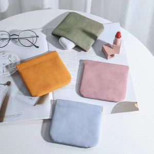 Mini Makeup Bag Keychain Coin Purse Portable Snap Closure Printed Lipstick Organizer Cosmetic Pouch Small Travel Storage Bag for Women Girls Daily Use