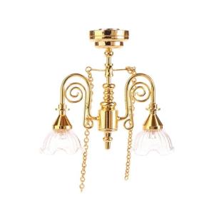 1:12 Dollhouses Living Room Ceiling Chandelier Kid LED Ceiling Lamp Toy Furniture Ceiling Light Dollhouses Accessories