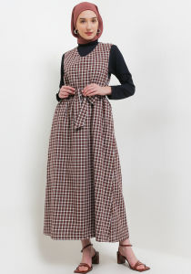 MFMW Pratiwi Pinafore Coklat Motif Kotak