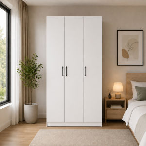 LivingMall MIORI 2/3-Door Wooden Wardrobe Modern Clothes Cabinet with CARB-P2 Low Formaldehyde Board