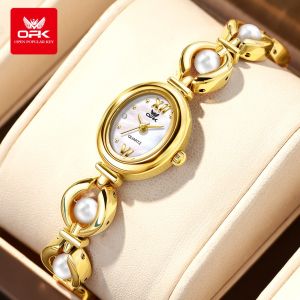 Đồng hồ OPK cho nữ 2025 đồng hồ sang trọng thanh lịch chống nước chính hãng ngọc trai dây đeo bằng thép không gỉ với Hộp Quà Tặng Đồng hồ nữ