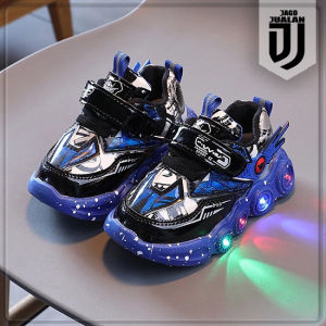 Sepatu Sneakers TRANSFORMER Lampu LED Anak usia 1 2 3 4 5 6 tahun / Sepatu Kets Tali Perekat Anak Balita Cowok Motif Robot / Sepatu MENYALA Anak Laki Laki Fashion Sport / Sepatu Baby Casual Pria Sol Menyala Karakter Superhero / Sepatu Anak LED Transformer
