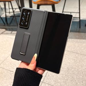 For Huawei Honor Magic V2 Case Luxury Carbon fiber holder Stand Middle hinge Protective Back Cover For Magic VS2 V2 phone Shell