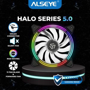 Alseye Halo Series Auto RGB Case Fan - Ventilator Pendingin RGB 1200RPM dengan Silencer dan  Molex konetktor untuk Gaming PC