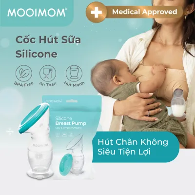 [CHÍNH HÃNG] MOOIMOM Cốc Hút Sữa Hứng Sữa Từ Silicone Thực Phẩm An toàn Cho Bé Cao Cấp A7002