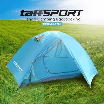 TaffSPORT Tenda Camping Outdoor Double Layer 2 Orang Frame Fiber