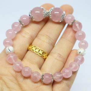 [XẢ KHO GIẢM SÂU] Vòng đá thạch anh hồng 8mm 4A mix charm bạc 925 cao cấp