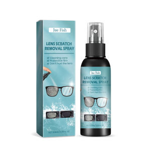 Jue Fish Lens Scratch Removal Spray 100ml —Cleaning Care Protective Film Safe For Lens Repair Scuff Scratches Refurbished Eye Lens Glass Blur Curing Agent Remove Oil Stains