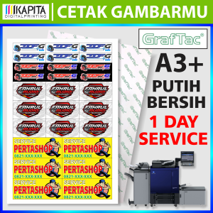 Cetak Sticker Vinyl Graftac A3+ Lembaran Murah DESAIN SENDIRI Stiker Vynil Anti Air Stiker Custom Request stiker costum