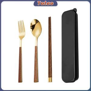 Talao 3 in 1 Chopsticks Spoon and Fork travel Creative Metal Cutlery Set Stainless Steel
