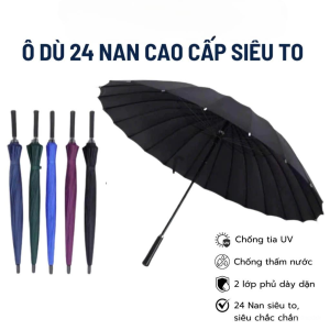 Ô Siêu To 24 Nan Cán Dài Chắc Chắn | Dù Chống Gió Chống Thấm Tán Rộng 130cm Che 2-3 Người