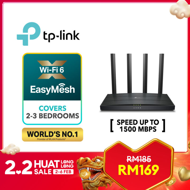 TPLink Easymesh AX1500 Dual Band Gigabit Wireless WiFi 6 Router Archer