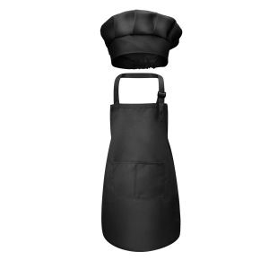 【COD&Local Ship】Kids Apron Plain Chefs Kindergarten Baby Baking Cooking Painting Tablie Apron + hat set
