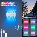 WENSH USB Rechargeable Motion Sensor Wall Light ic 3 colors / RGB RGB Wall Lamp Bedside Lighting Smart Sensor Rechargeable Night Light Bedside. 