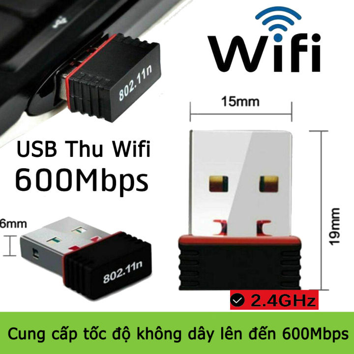 USB Thu Wifi cho Laptop Ussb thu sóng wifi cho máy tính PC NANO 802 Cung cấp tốc độ không dây lên đến 150Mbps