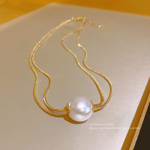 LL 2024 fashion  18K Gold  Large Pearl Double Layer Fashion Necklace N8343
