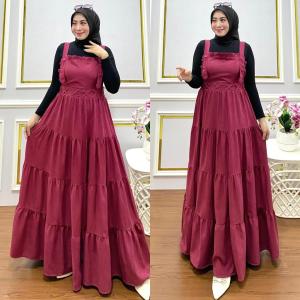 Gamis Overall tanpa inner Model terbaru 924 / Gamis Overall Polos / overall bahan babycodoray / gamis OOTD 924 / Oerall kekinian / gamis susun