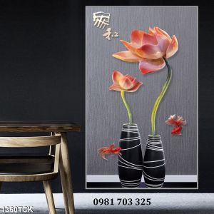 Gạch tranh trang trí ốp tường hoa sen