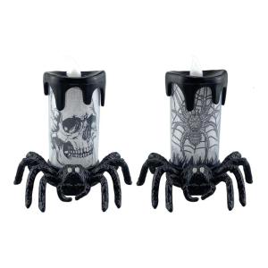 Halloween LED Spiders Light with Realistic Skull Design for Haunted House Parties Decoration Flameless Lamp