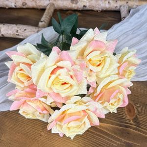 JESJELIU 7 Heads Artificial Rose Flower Photo Props DIY Accessories Floral Arrangement Creative Multicolor Simulation Rose Flower Home Decoration