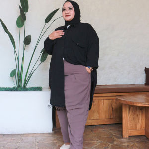Celana Panjang Wanita Kerja Jumbo Big Size Warna Pastel Premium XXXXL Hitam muat 120kg