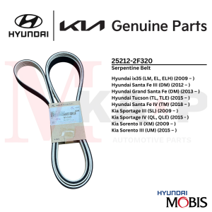 [ORIGINAL] Serpentine Belt Fits Hyundai SantaFe III / IV Tucson TL ix35& Kia SportageIII / IVSorentoII / III (25212-2F320)