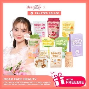 Dear Face Beauty Milk Collagen Drink Strawberry Lychee Mango Beauty Bean Coffee Choco Mallow Beauty Drunk [ORIGINAL] (Melon Flavor and Strawberry Flavor Beauty Bean Coffee Lychee) 100% ORIGINAL