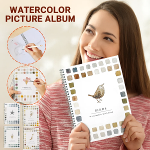 สมุดระบายสีนกสำหรับผู้เริ่มต้น สมุดระบายสีนกสำหรับงานศิลปะ งานฝีมือ อุปกรณ์วาดภาพ หนังสือระบายสีน้ำสำหรับเด็ก สำหรับผู้ใหญ่