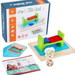 Mainan Edukasi FIND XIAOBEI / Mainan Find The Cat PREPOSITION Game Wooden Toy Mainan Cocokkan Posisi