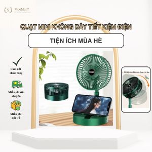 Quạt Tích Điện Mini Không Dây - Gấp Gọn - Để Bàn Sạc 1 Lần Dùng 12 Tiếng Tiết Kiệm Điện
