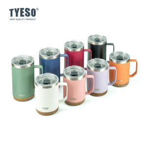 TYESO แก้วกาแฟสแตนเลสกันลื่น ร้อนเย็น 710ml/530ml พร้อมที่จับ รับประกันของแท้