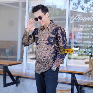 Kemeja Batik Pria Dewasa Lengan Panjang Motif Terbaru Seragam Batik Atasan Pria Dewasa Modern Bahan Premium Halus