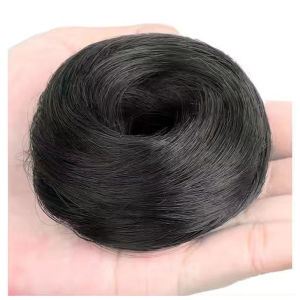 Wig Ball Head Hair Ring Elastic Straight Hair Bun Ring Female Nature Fluffy Bud Haircut Updo Full Real Hair Chignon