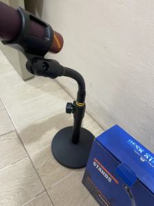 Heavy Duty Adjustable Desk Microphone Stand Mic Holder . Height 345mm for Meetings Lectures Podcasts Black